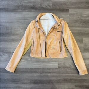 Elegant Tan Leather Women's Jacket
